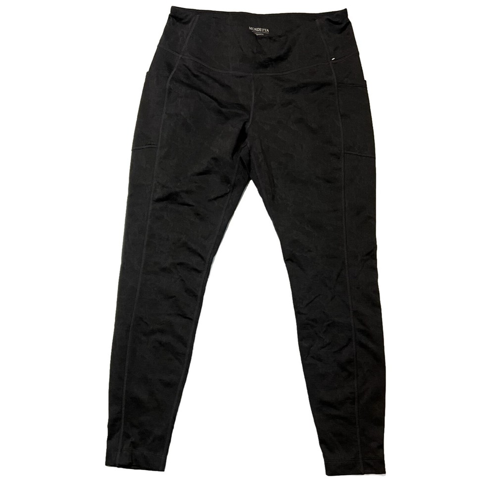 Mondetta Performance Luxury Womens Leggings Size Large Black Pattern Side-Pocket